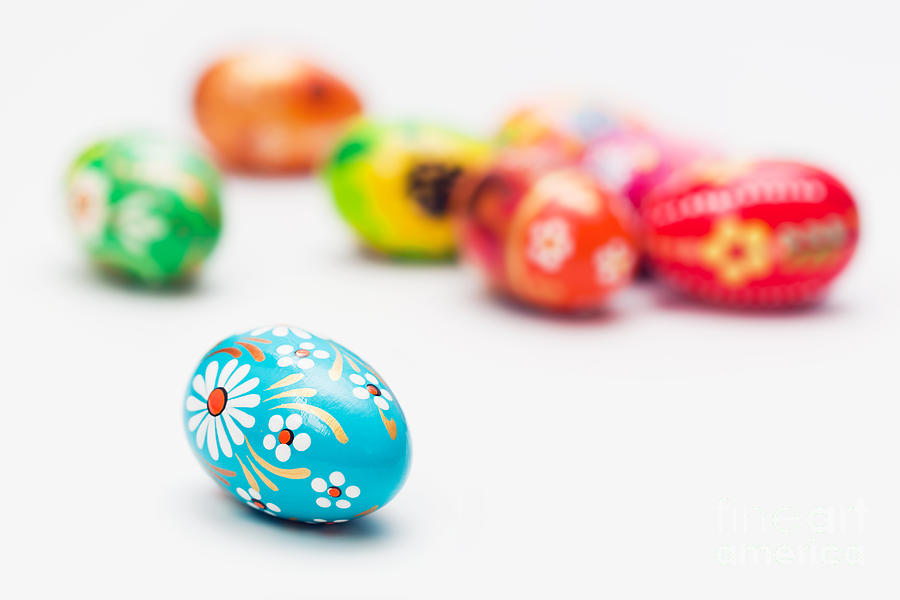 Handmade Easter eggs on white Photograph by Michal Bednarek