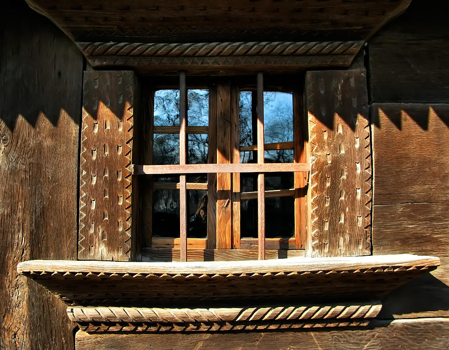 Village House Photograph - Handmade Wood Window by Daliana Pacuraru