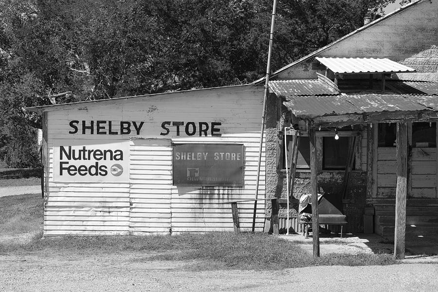 Handpainted Sign Shelby Store B W Photograph by Connie Fox