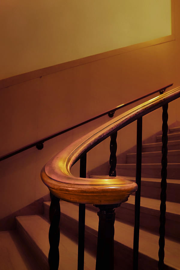 Up Movie Photograph - Handrail - Stairs - Nebraska Capitol Building by Nikolyn McDonald