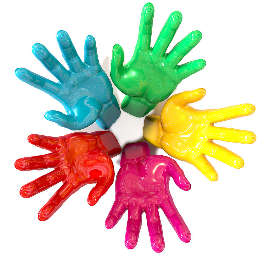 Hands Digital Art - Hands Colorful Circle Reaching Skyward by Allan Swart