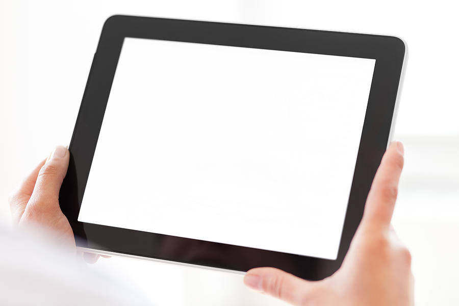 Hands Holding Tablet PC with Blank Screen Photograph by TommL