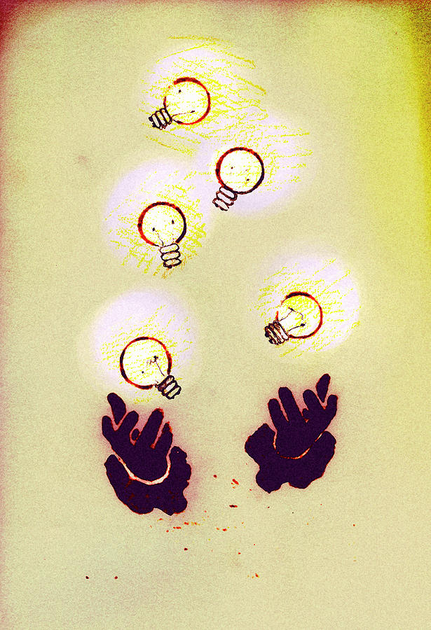 Hands Juggling Illuminated Light Bulbs Photograph by Ikon Ikon Images