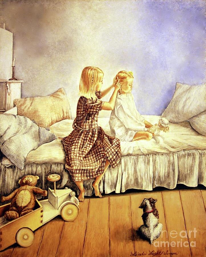 Little Women Painting - Hands of Devotion - Childhood by Linda Simon