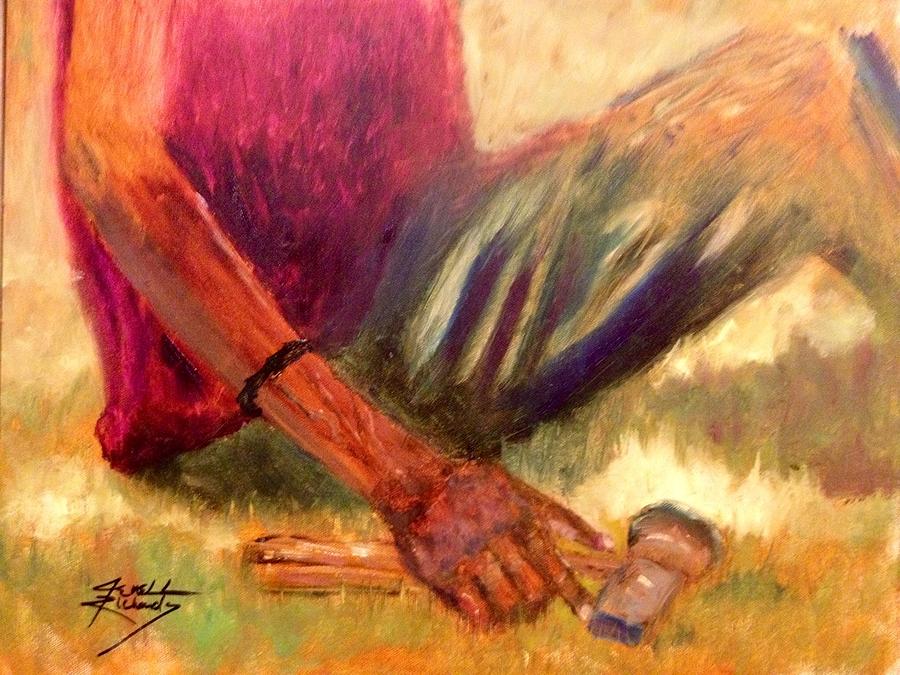 Grass Painting - Hands of Hait by Jenell Richards Grass Painting - Hands of Hait by Jenell Richards
