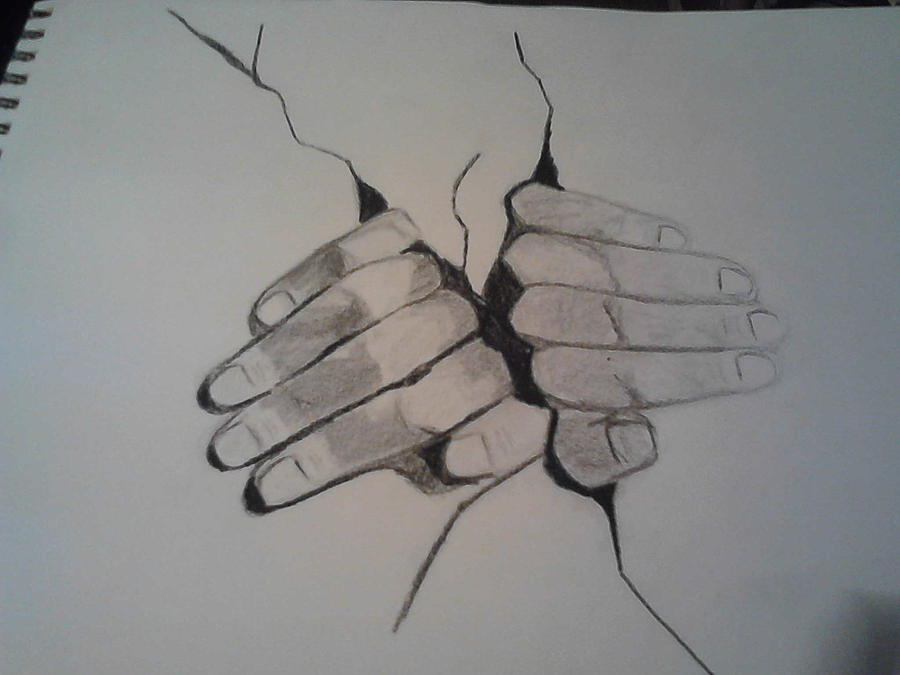 Hands Out Of Paper Drawing By Susana Correia