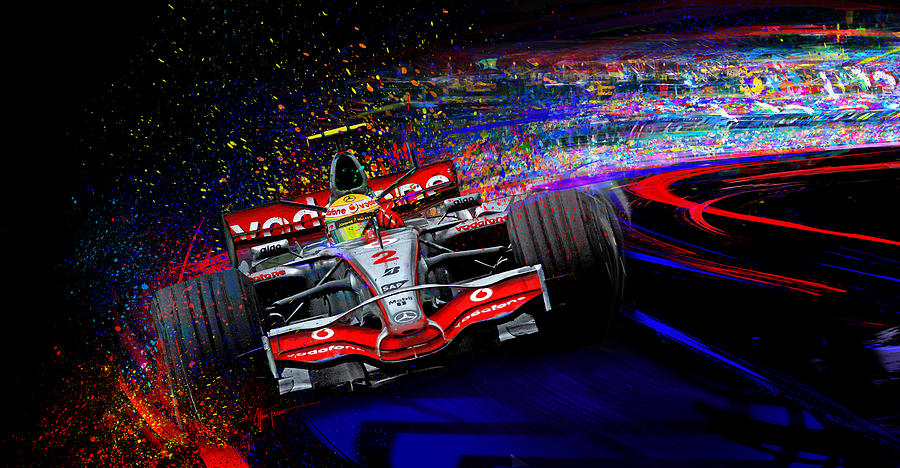 Formula One Digital Art - Hang A Lewy by Alan Greene