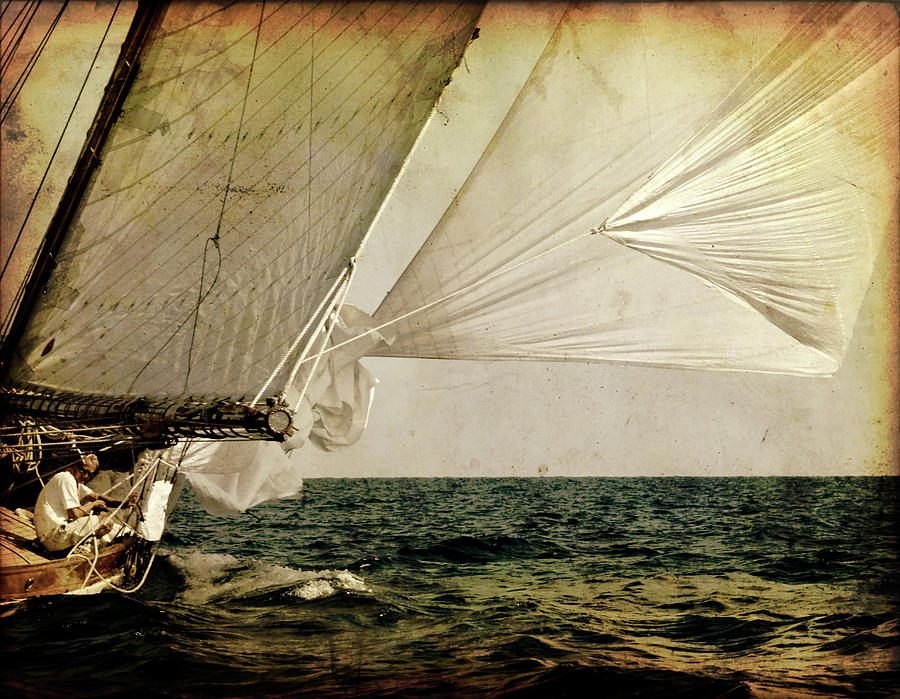 Hanged On Wind In A Mediterranean Vintage Tall Ship Race  Photograph by Pedro Cardona Llambias