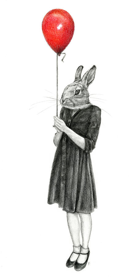 Rabbit Drawing - Hangin On by Penny Collins