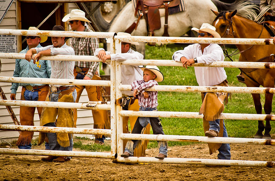 Cowboys Photograph - Hangin With the Big Boys - Deer Creek Days - Ranch Rodeo - Glenrock Wyoming by Diane Mintle