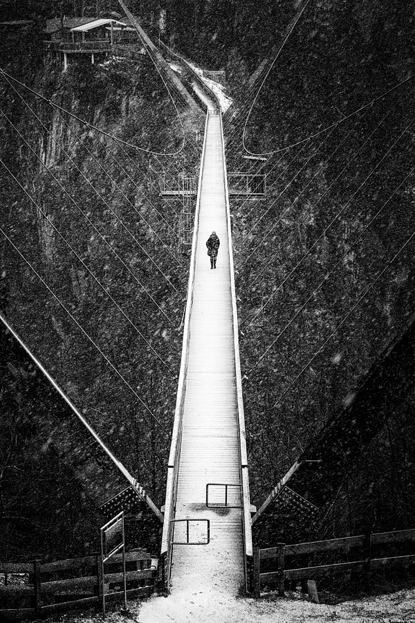 Hanging bridge black and white stark contrast Photograph by Matthias Hauser