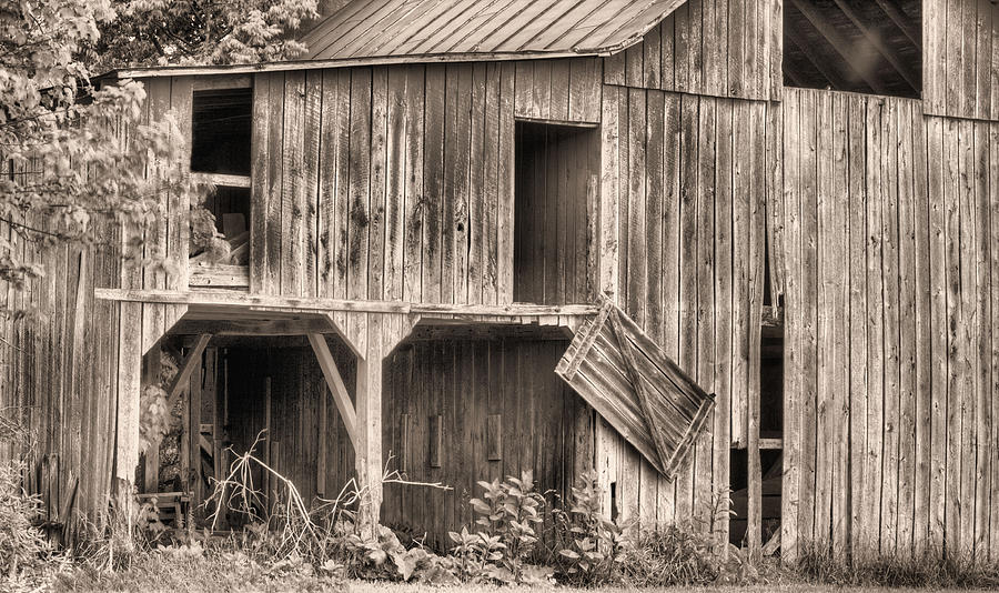 Barn Photograph - Hanging by a Moment BW by JC Findley