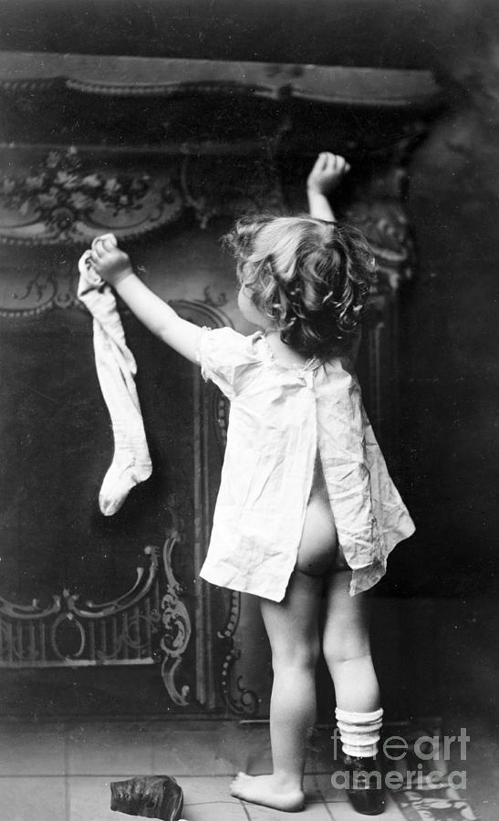 Hanging Christmas Stocking 1901 Photograph by Photo Researchers