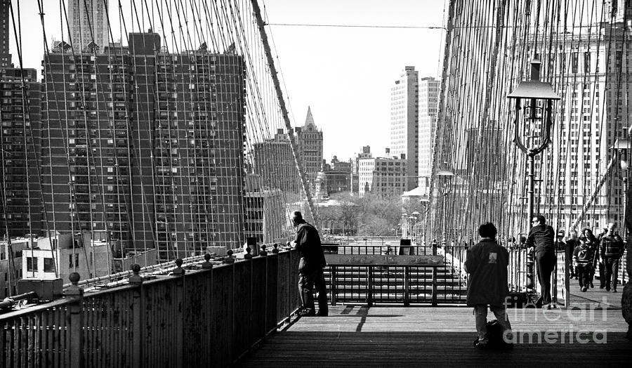 Hanging on the Brooklyn Bridge 1990s Photograph by John Rizzuto