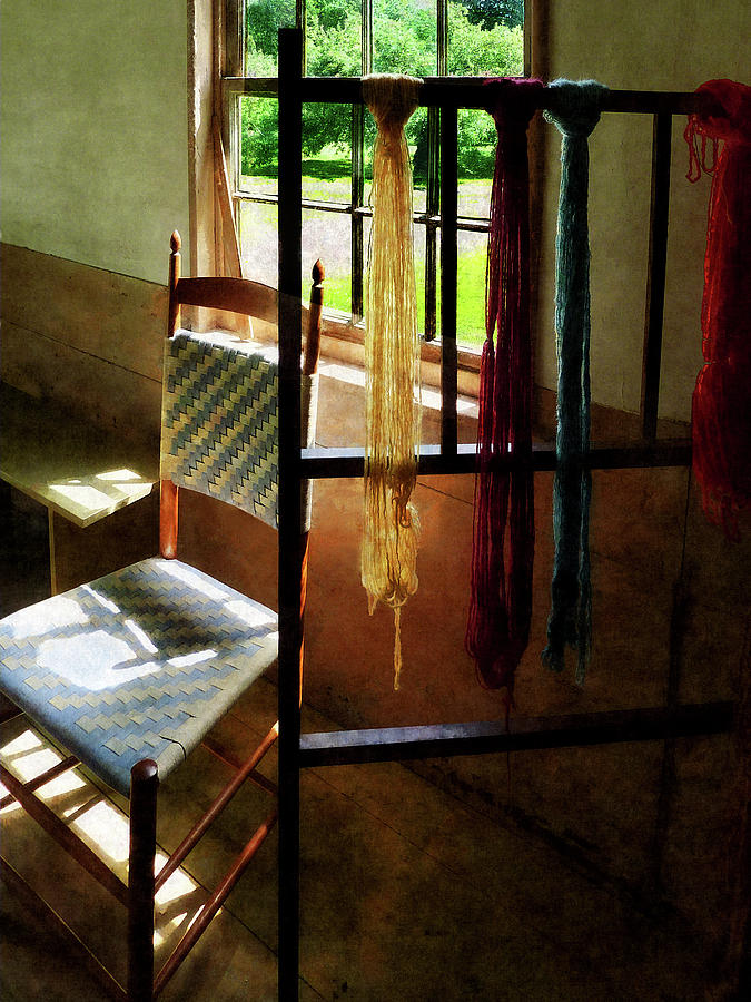 Skeins Photograph - Hanging Skeins of Yarn by Susan Savad