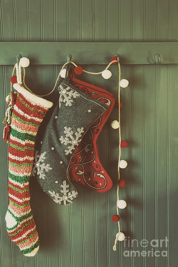Hanging stockings ready for Christmas Photograph by Sandra Cunningham