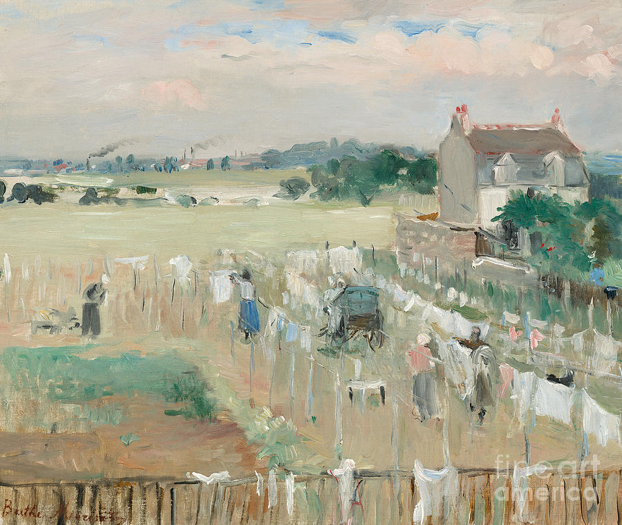 Summer Painting - Hanging the Laundry out to Dry by Berthe Morisot by Berthe Morisot