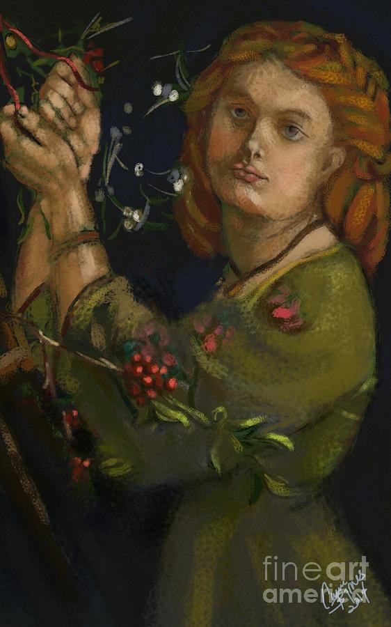 Hanging the Mistletoe Digital Art by Carrie Joy Byrnes
