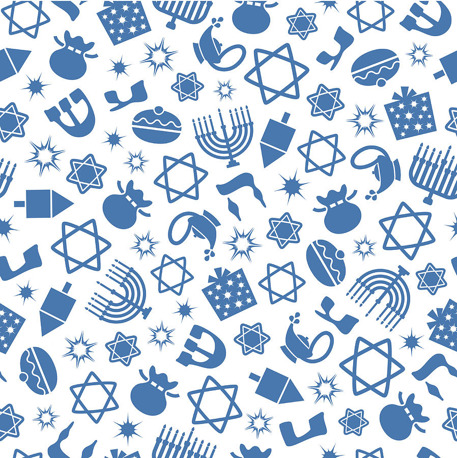 Hannukah - One Color Seamless Pattern Drawing by Shanina