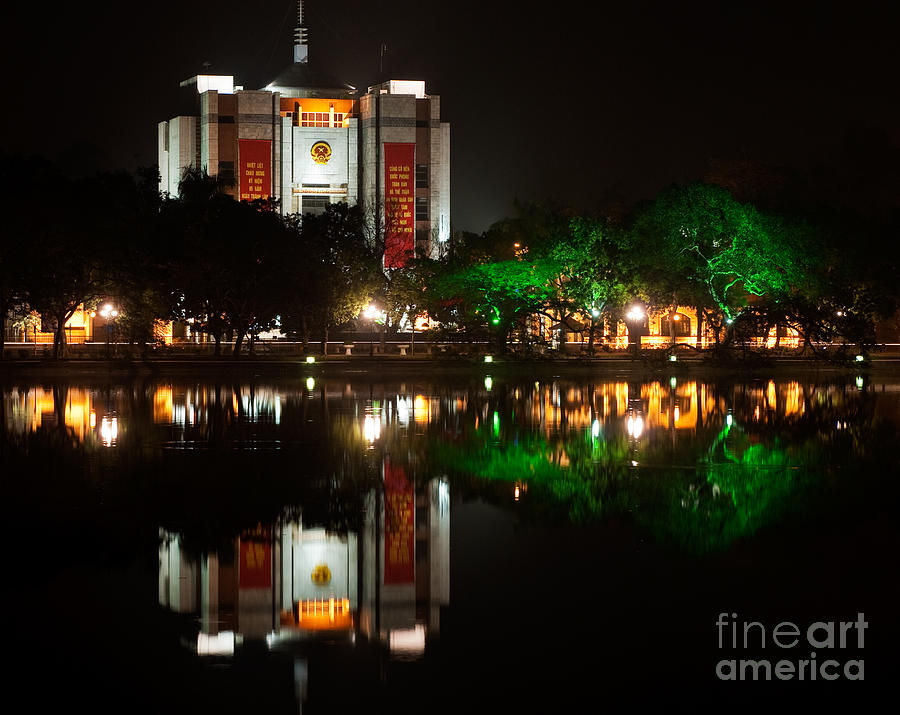 Hanoi Peoples Committee Building At Night Photograph by Rick Piper Photography