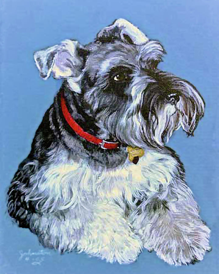Nature Painting - Hans The Schnauzer Original Painting ForSale by Bob and Nadine Johnston