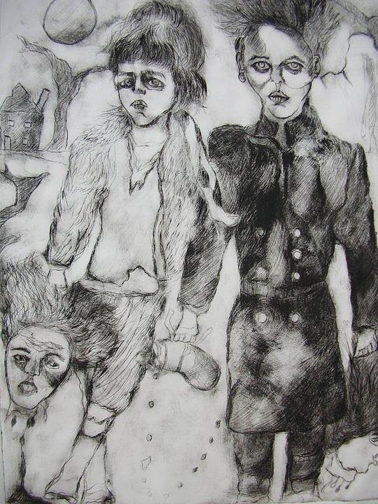 Hansel and Gretel gone bad Drawing by Andrea HJERPE