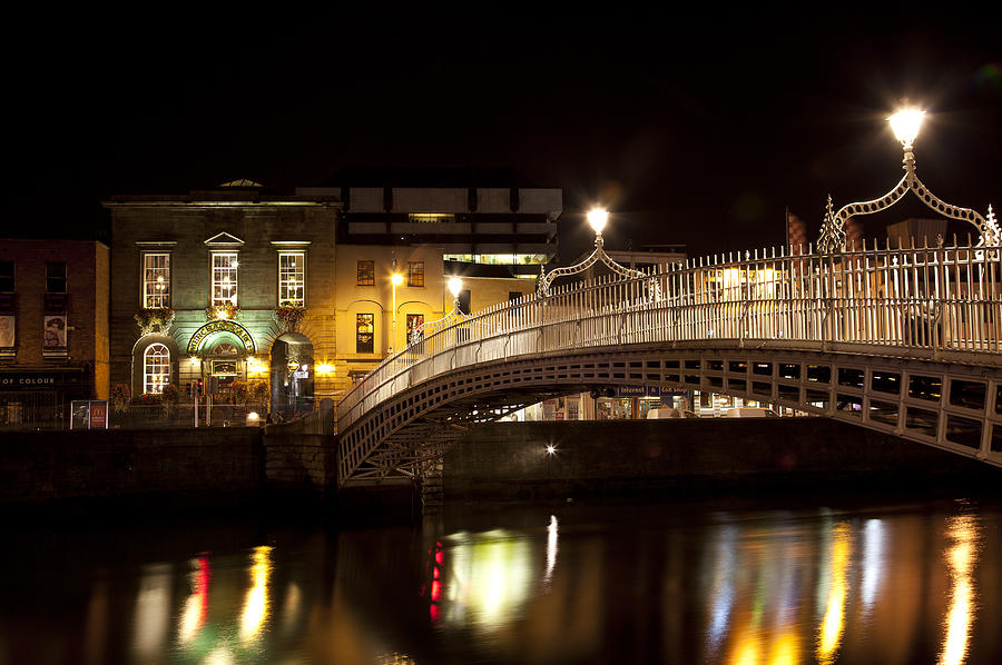Hapenny Bridge at Night Dublin Photograph by Laura Tucker