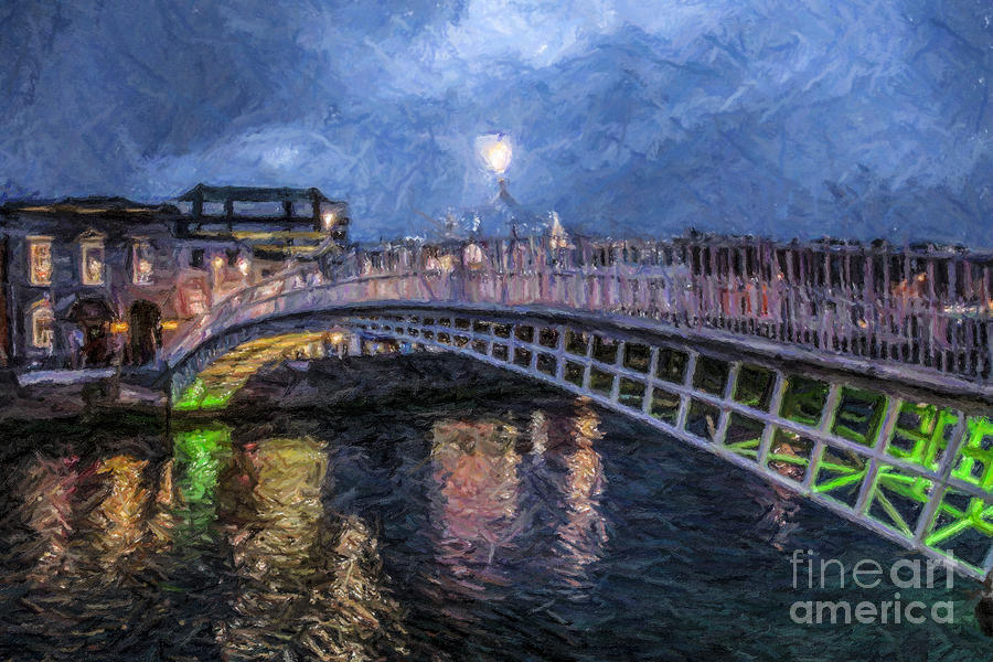 Hapenny Bridge Dublin Ireland Digital Art by Liz Leyden