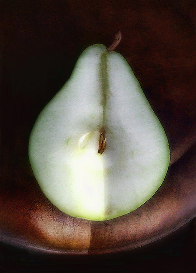 Fruit Photograph - Half of One Pear by Louise Kumpf