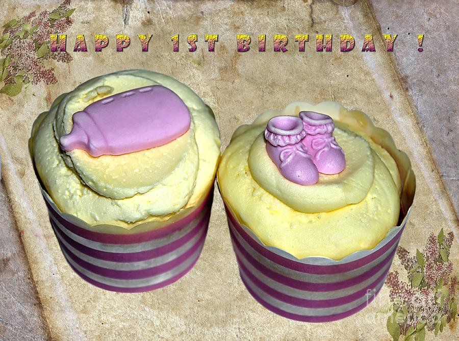 Cake Photograph - Happy 1st Birthday by Kaye Menner