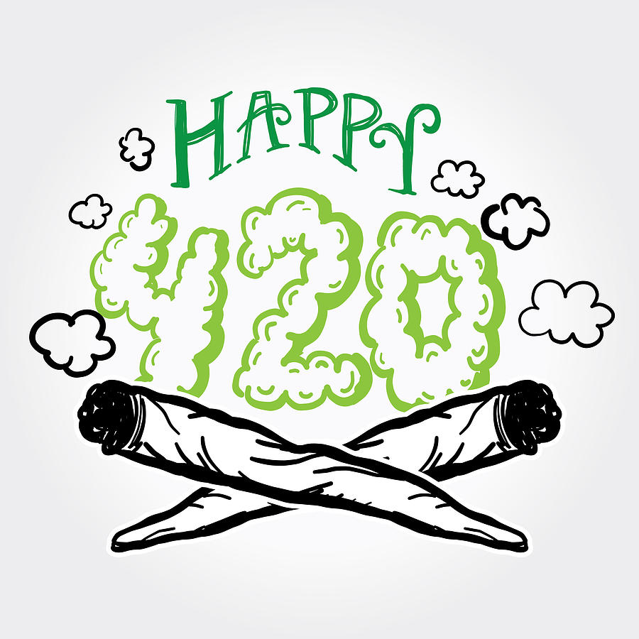 Happy 420 Marijuana Greeting design template with hand drawn elements Drawing by JDawnInk