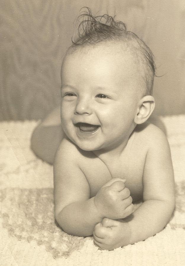 Vintage Photograph - Happy Baby by Lili Ludwick