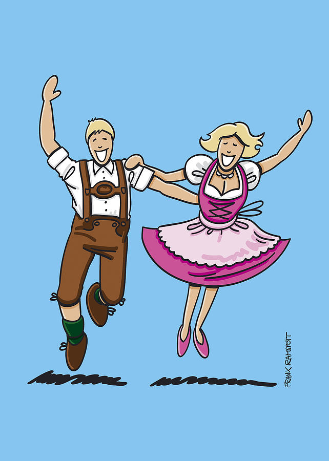Munich Movie Digital Art - Happy Bavarian Couple Dancing by Frank Ramspott