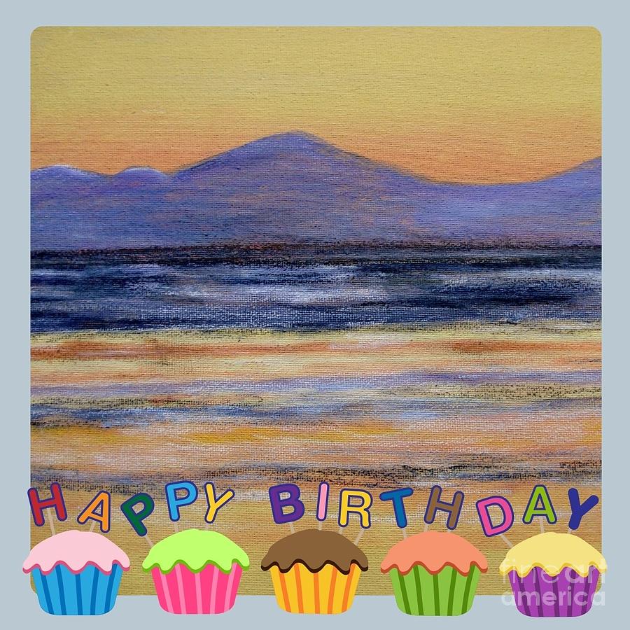 Happy Birthday Cup Cakes Painting by Joan-Violet Stretch