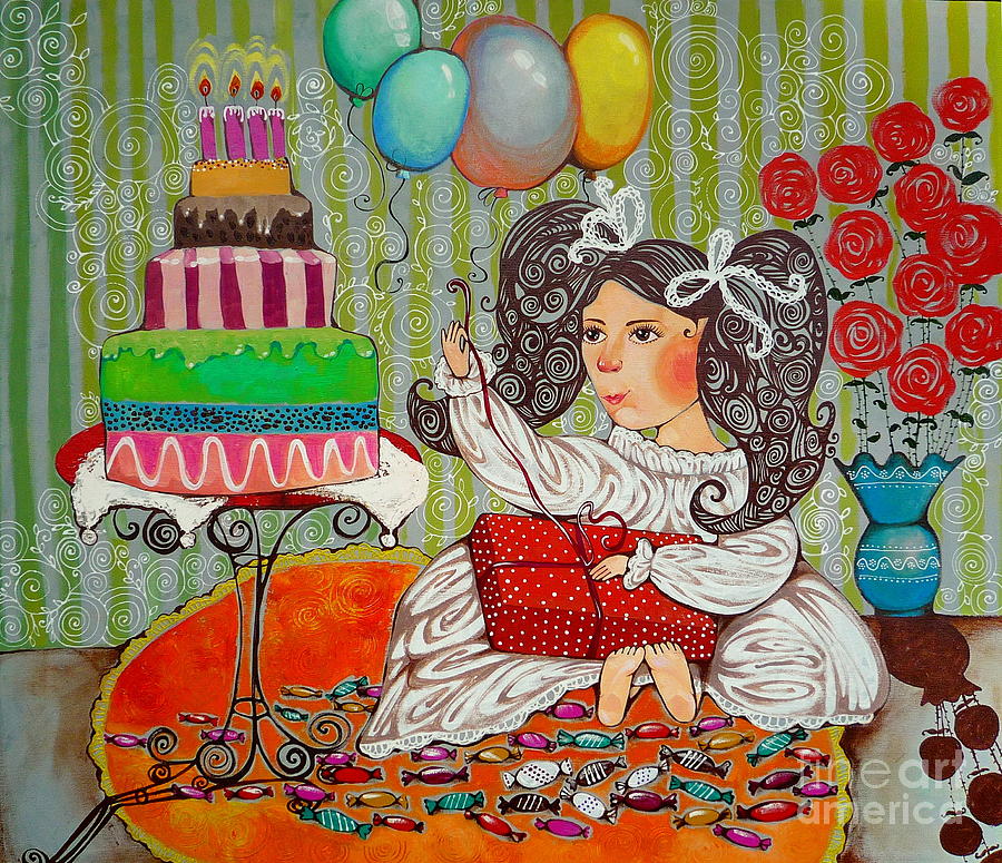  Happy  Birthday  Painting  by Dasha Denisova