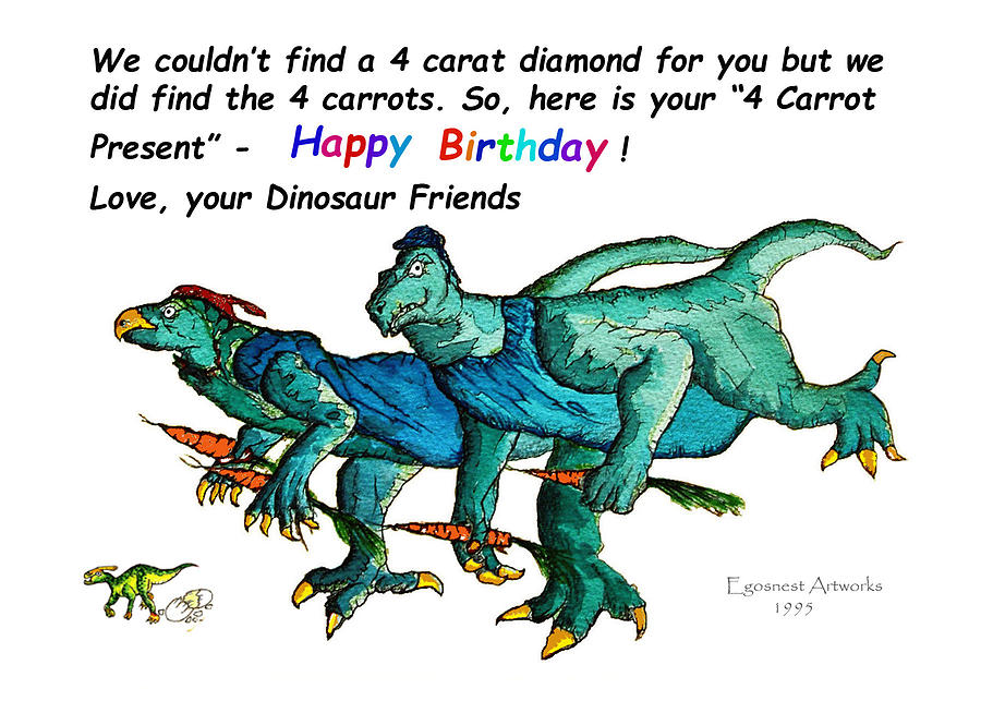 Happy Birthday Dinos on the Run Painting by Michael Shone SR