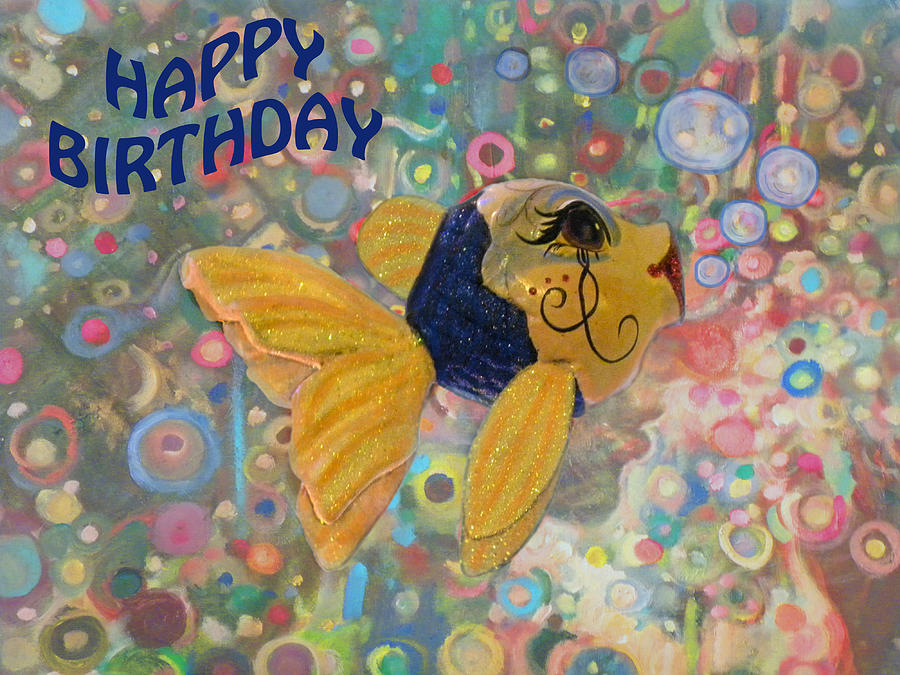 Card Photograph - Happy Birthday Fish Party Card by Sandi OReilly