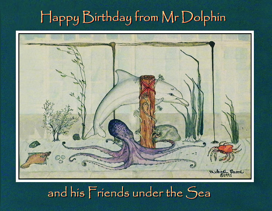 Salmon Painting - Happy Birthday from Mr Dolphin by Michael Shone SR