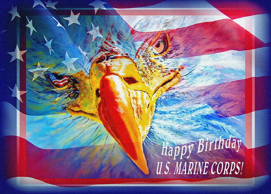 Eagle Painting - Happy Birthday Marine Corps by Donna Proctor