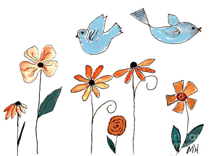 Bluebird Painting - Happy Bluebirds by Marsha Heiken