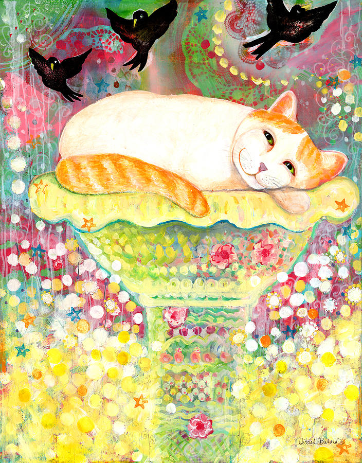 Catbird Dreamin Painting by Deborah Burow