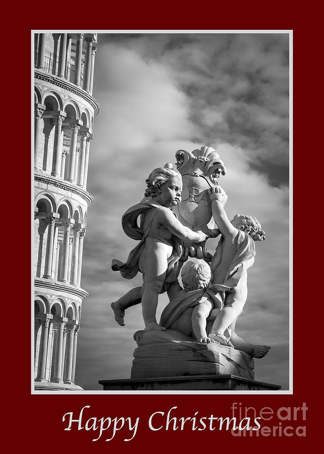 Holiday Photograph - Happy Christmas with Fountain of Angels by Prints of Italy