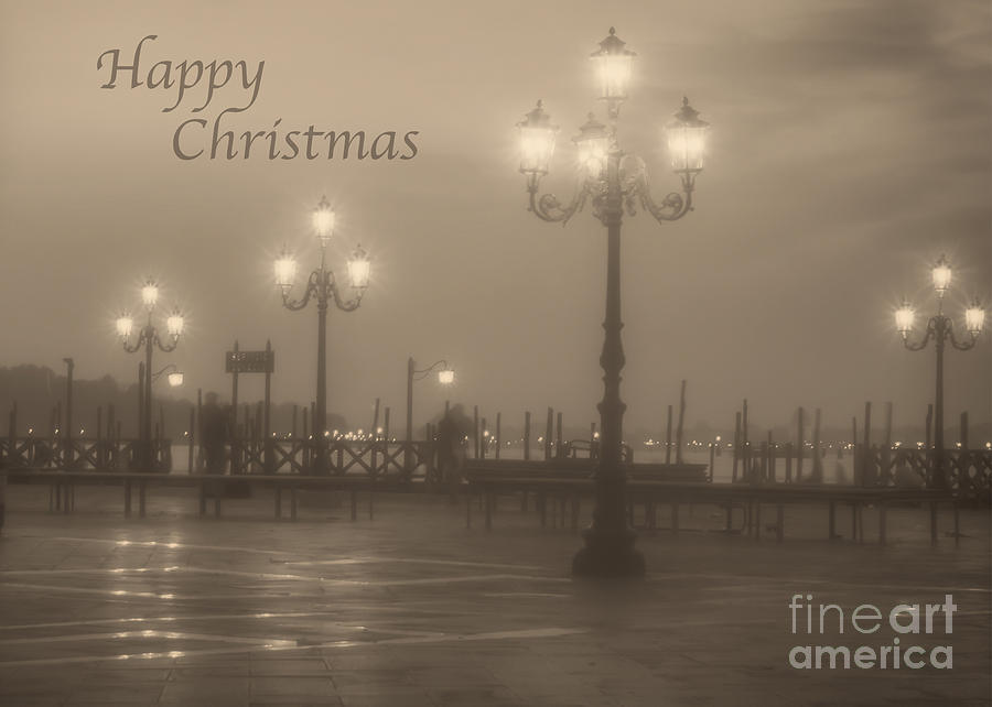 Holiday Photograph - Happy Christmas with Venice Lights by Prints of Italy