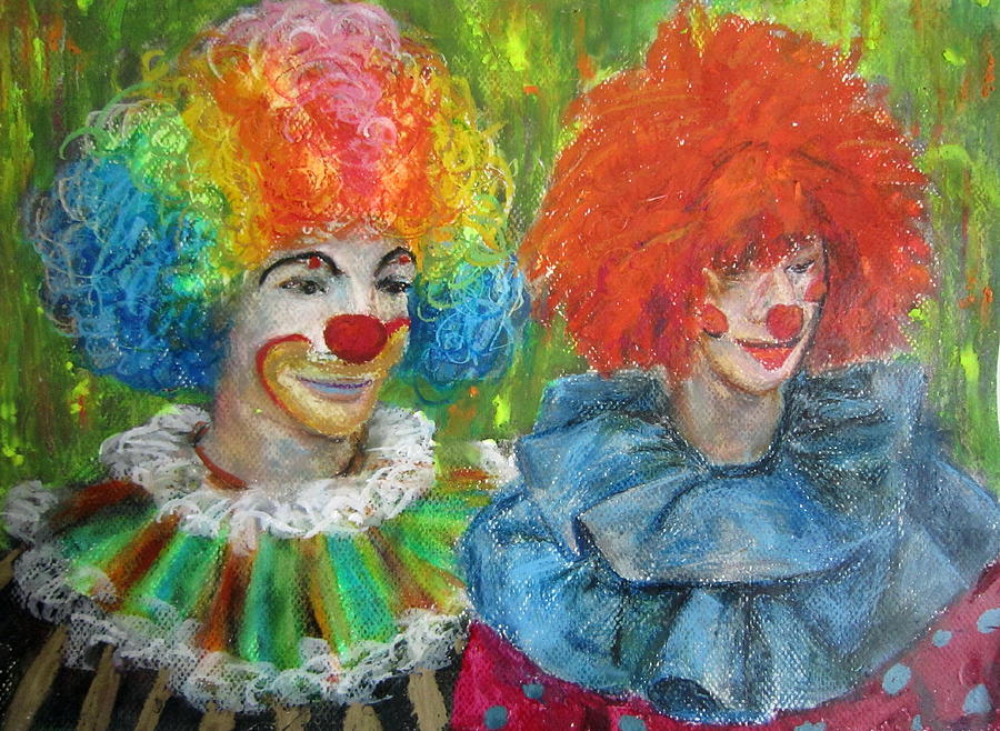 Gemini Clowns Painting by Jieming Wang
