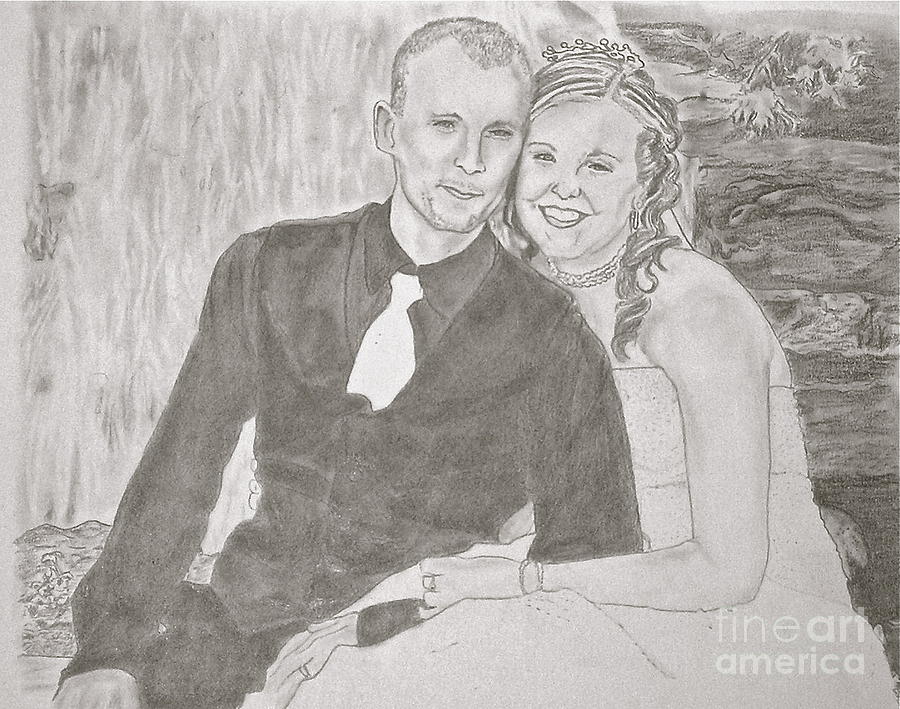 Portrait Drawing - Happy Couple by Tina Antoniades