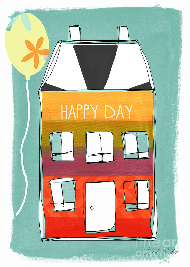 Birthday Mixed Media - Happy Day Card by Linda Woods Birthday Mixed Media - Happy Day Card by Linda Woods