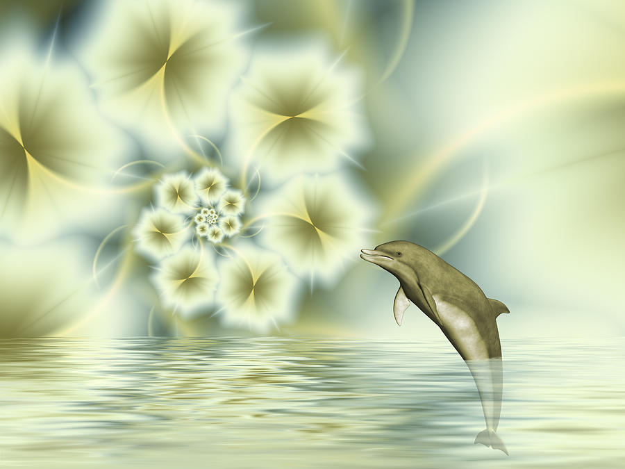 Happy Dolphin in a surreal World Digital Art by Gabiw Art