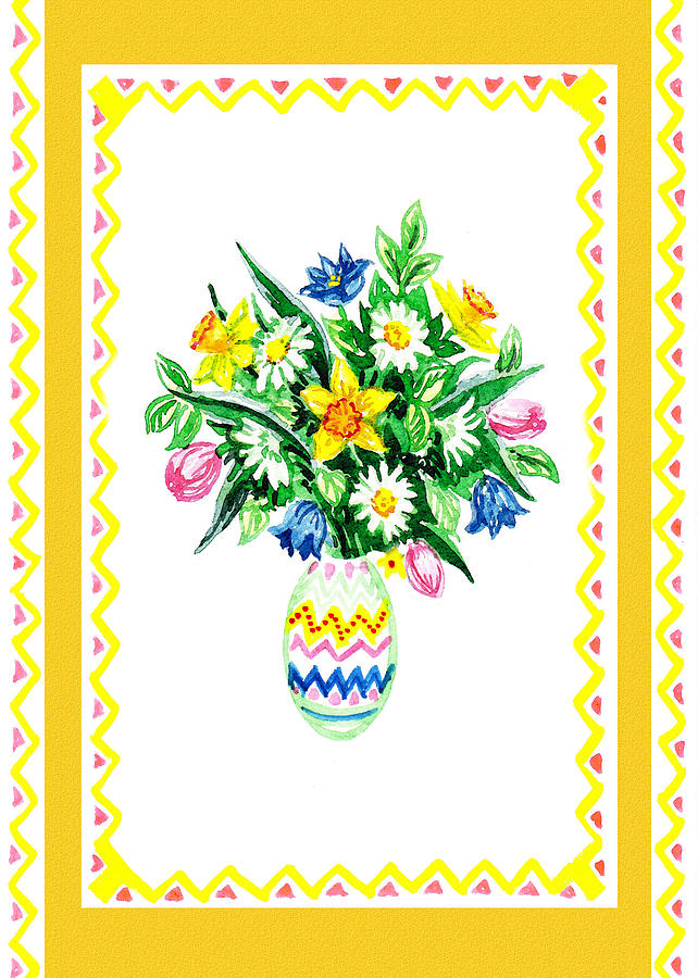 Happy Easter Bouquet  Painting by Irina Sztukowski