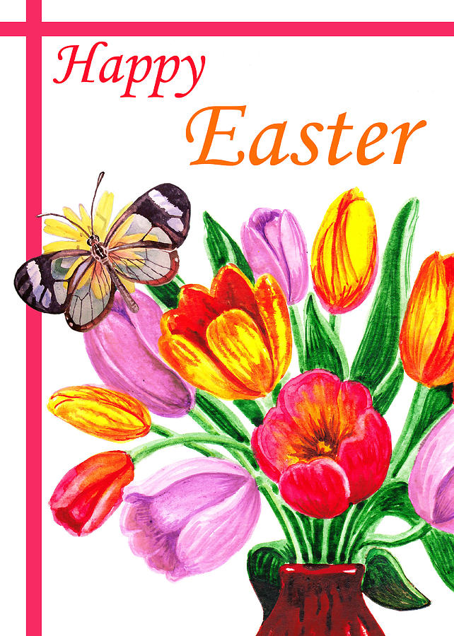 Happy Easter Butterfly Painting by Irina Sztukowski