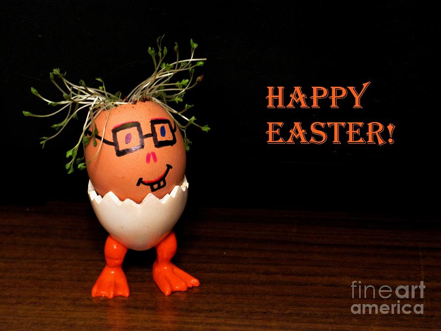 Easter Photograph - Happy Easter Greeting Card. Funny Eggmen Series by Ausra Huntington nee Paulauskaite